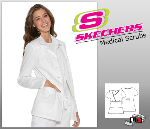 Skechers Fashion Whites 28 Lab Coat - White - Click Image to Close