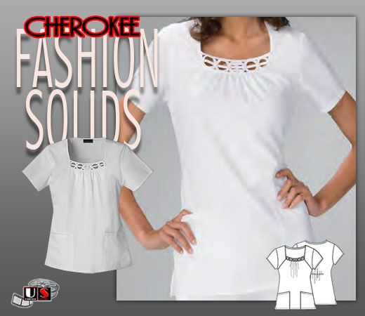 Cherokee Fashion Solids Square Neck Top In White - Click Image to Close