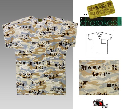 Cherokee Camouflage Print Scrub Uniform Tunic - Click Image to Close