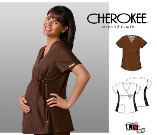 Cherokee Maternity Wrap Top Chocolate - Click Image to Close