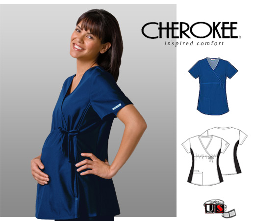 Cherokee Maternity Wrap Top Navy - Click Image to Close