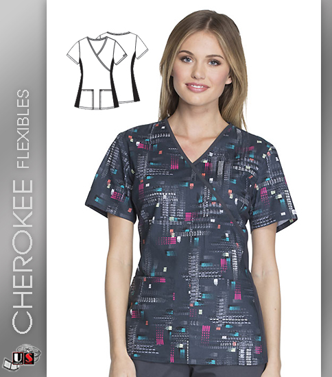 Cherokee Flexibles Dash Me If You Can Women's VNeck Short Sleeve - Click Image to Close