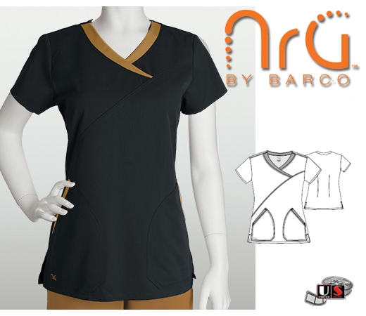 Barco NRG arcFlex 2 Pocket Fashion Mock Wrap Scrub Top - BLG - Click Image to Close