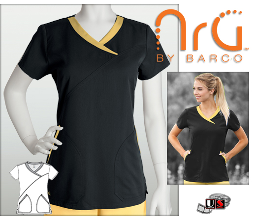 Barco NRG arcFlex 2 Pocket Fashion Mock Wrap Scrub Top - BLL - Click Image to Close