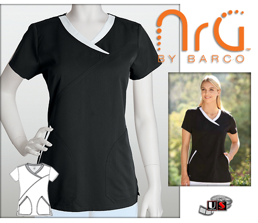 Barco NRG arcFlex 2 Pocket Fashion Mock Wrap Scrub Top - BOW - Click Image to Close