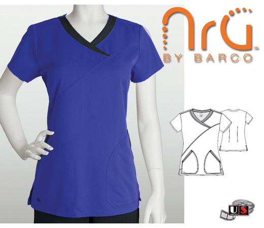 Barco NRG arcFlex 2 Pocket Fashion Mock Wrap Scrub Top - IMB - Click Image to Close