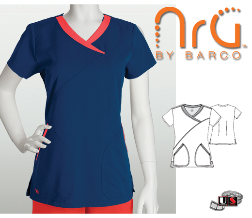 Barco NRG arcFlex 2 Pocket Fashion Mock Wrap Scrub Top - IPP - Click Image to Close
