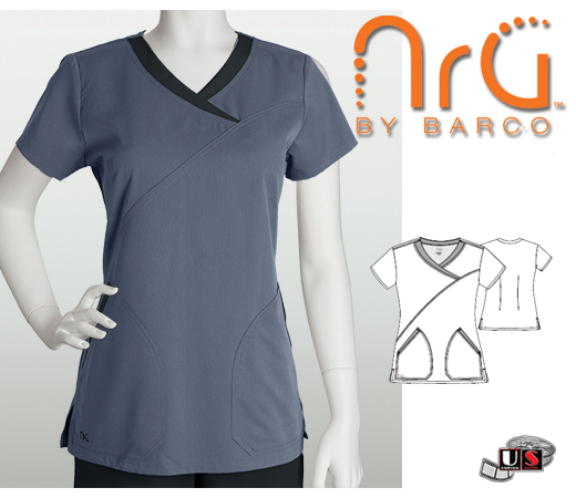 Barco NRG arcFlex 2 Pocket Fashion Mock Wrap Scrub Top - TMB - Click Image to Close