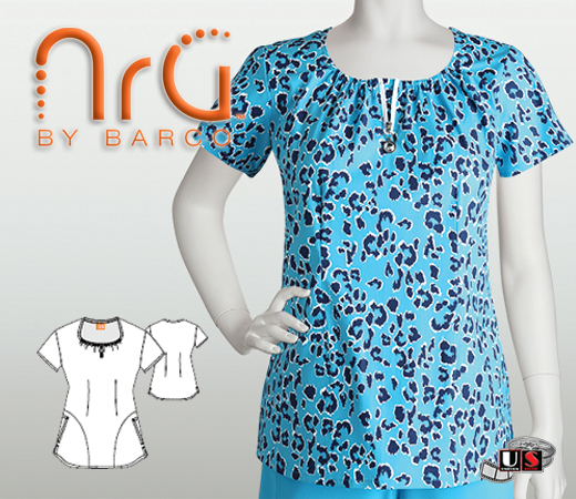 Barco NRG Haven Uniforms Women's Elastic / Zip Neck Print Top - Click Image to Close
