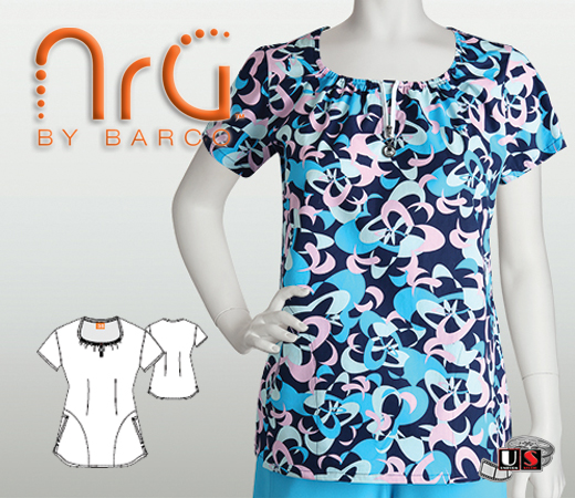 Barco NRG Kira Uniforms Women's Elastic / Zip Neck Print Top - Click Image to Close