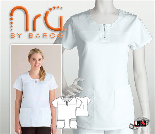 Barco NRG Uniforms Women's Round Neck Zip Front Top - Click Image to Close