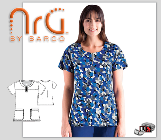 Barco NRG Camy Women's 3 Pocket Round Neck Print Top - Click Image to Close