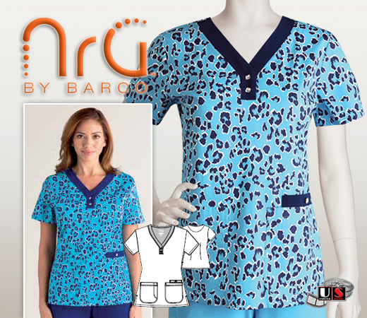 Barco NRG Haven Printed V-Neck Scrub Top - Click Image to Close