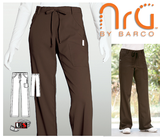 Barco NRG 4 Pocket Tie Front Straight Leg Scrub Pants - Click Image to Close