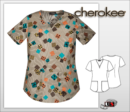 Cherokee Printed Jungle Jumble V-Neck Top - Click Image to Close