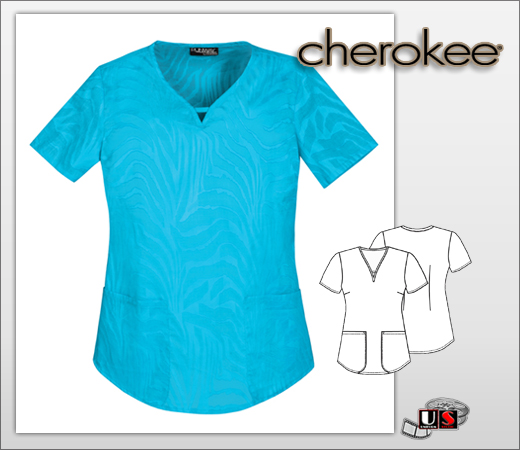 Cherokee V-Neck Top with a Keyhole Accent - Click Image to Close