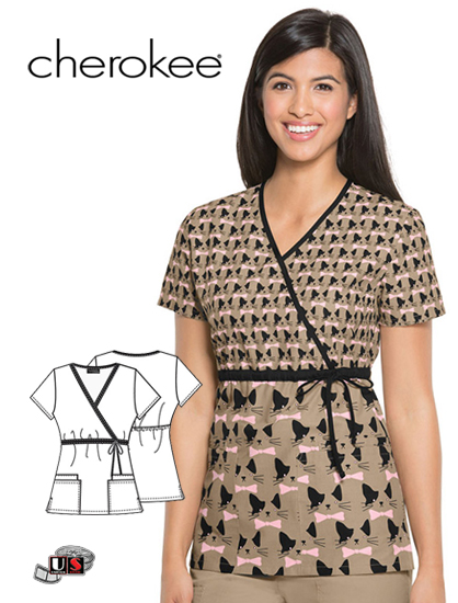 Cherokee Runway Meow-T-Ragious! Mock Wrap Tunic - Click Image to Close