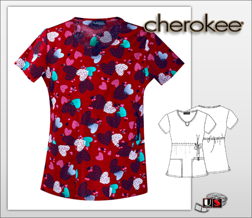 Cherokee Printed A heart Days Night Round Neck Top - Click Image to Close
