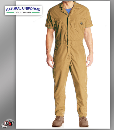 Natural Workwear Mens Short Sleeves Basic Blended Work Coverall - Click Image to Close