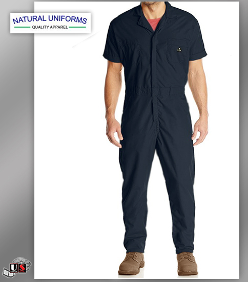 Natural Workwear Mens Short Sleeves Basic Blended Work Coverall - Click Image to Close