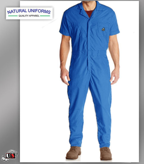 Natural Workwear Mens Short Sleeves Basic Blended Work Coverall - Click Image to Close