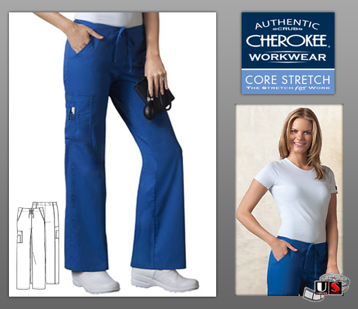 Cherokee Workwear's Core Stretch Women's Drawstring Cargo Pant - Click Image to Close