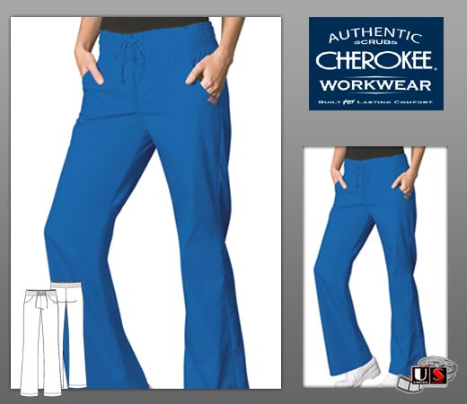 Cherokee Workwear's Solid Smocked Waist Pant - Click Image to Close