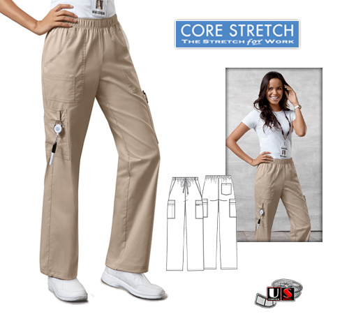 Cherokee Workwear's Core Stretch Women's Mid-rise Cargo Pull-On - Click Image to Close