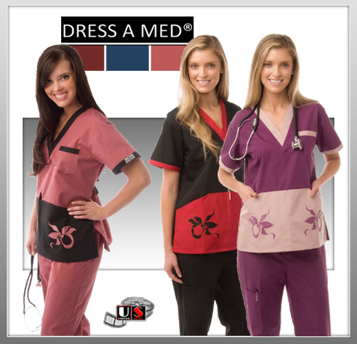 Dress A Med Solid Premium Scrub Nursing V-Neck Top Set - Click Image to Close