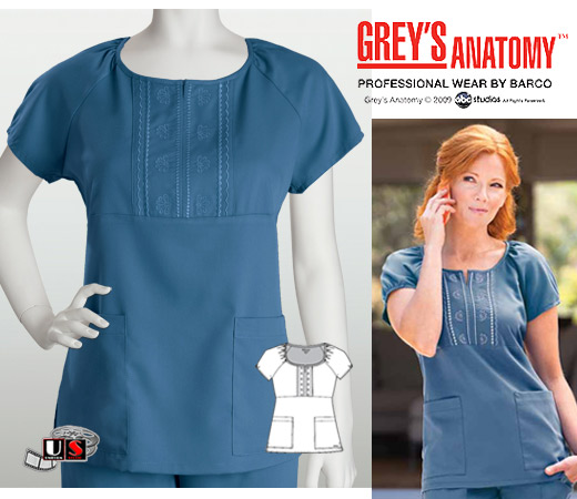 Greys Anatomy arcLux Solid Scrub 2 Pocket Raglan Embroidered T - Click Image to Close