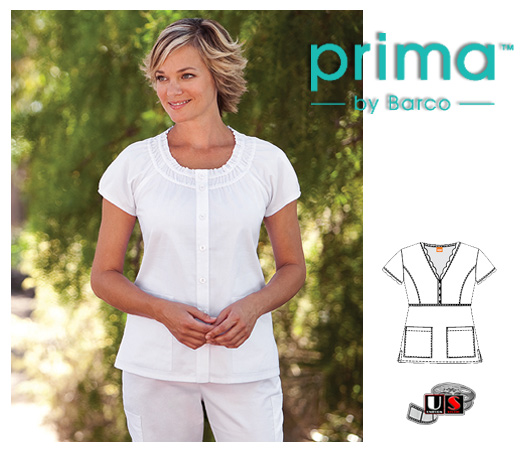 Barco Prima White 2 Pocket Button Front - Click Image to Close