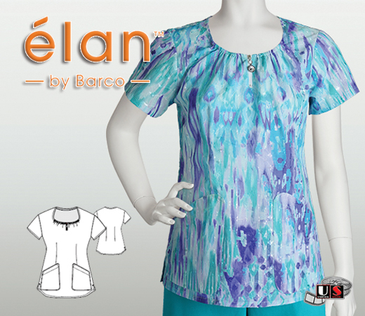 Barco Elan Women's Swish Print Top With Bling Zip - Click Image to Close