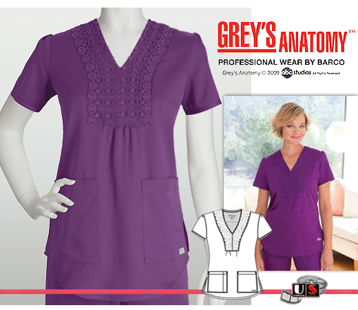 Greys Anatomy arclux 3 Pocket V-Neck Yoke Scrub Top - Click Image to Close