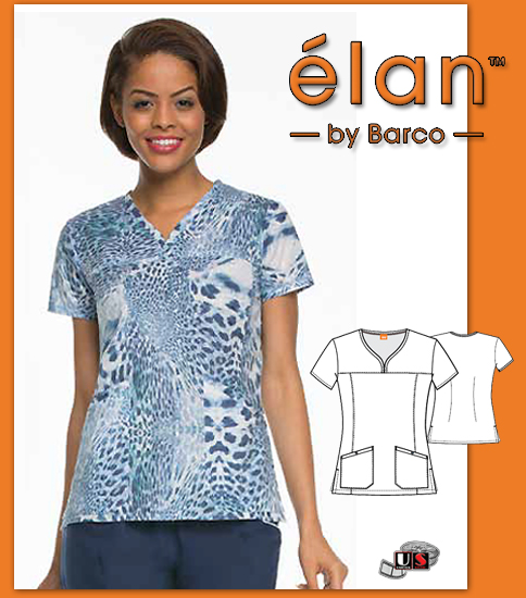 Barco Elan Eye Of The Tiger V-Neck Scrub Top - Click Image to Close