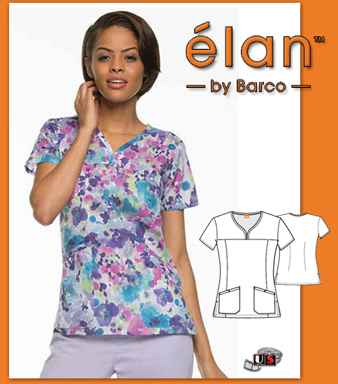 Barco Elan Pinata V-Neck Scrub Top - Click Image to Close