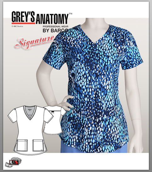 Grey's Anatomy Women's Himalaya V-Neck Print Top - Click Image to Close