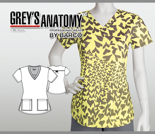 Greys Anatomy Reflection 2 Pocket V-Neck Scrub Top - RCT - Click Image to Close