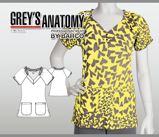 Greys Anatomy Reflection 3 Pocket Raglan V-Neck Prntd Top - RCT - Click Image to Close