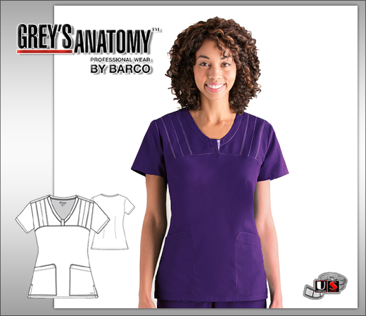 Grey's Anatomy Women's 2 Pocket V-Neck Top - Click Image to Close