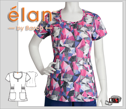 Barco Elan Ellis Women's 2 Pocket V-Neck Print Top - Click Image to Close