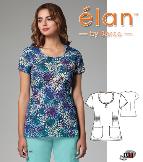 Barco Elan Logan Women's 2 Pocket V-Neck Print Top - Click Image to Close