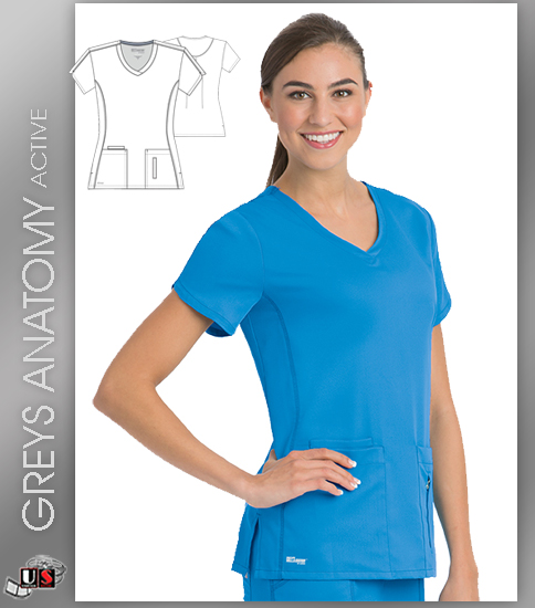 Greys Anatomy Active 4 Pocket Crossover V-Neck Top - Click Image to Close