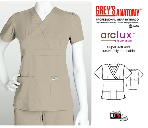 Grey's Anatomy 3 - Pocket Mock Wrap Scrub Top Indigo - Click Image to Close