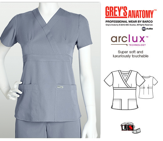 Grey's Anatomy 3 - Pocket Mock Wrap Scrub Top Moonstruck - Click Image to Close