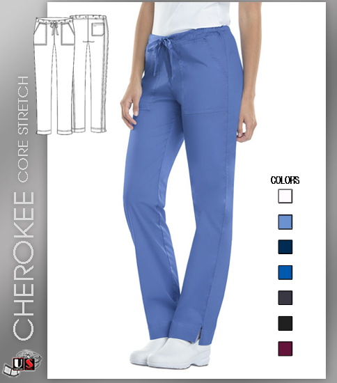 Cherokee Workwear Core Stretch Mid-Rise Slim Drawstring Pant - Click Image to Close
