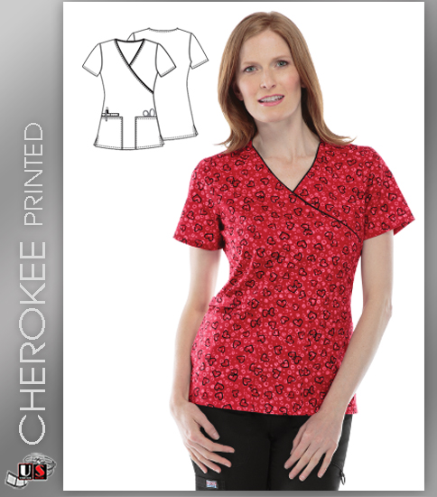 Cherokee Printed Zoo Are You Mock Wrap Top - Click Image to Close