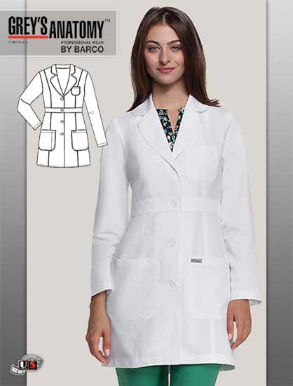 Grey's Anatomy 34" 3 Pocket Women's Lab Coat - Click Image to Close