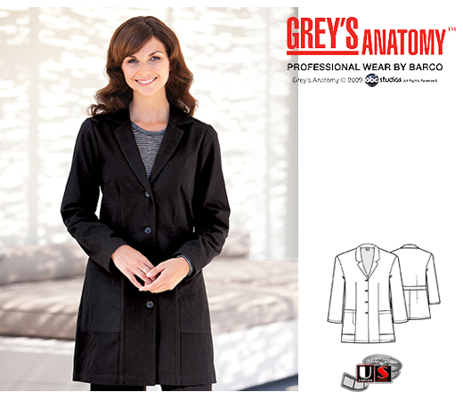 Grey's Anatomy 34" 4 Pocket Fashion Lab Coat - Click Image to Close