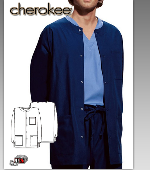 Cherokee Workwear's Men's Snap Front Warm-Up Jacket - Click Image to Close