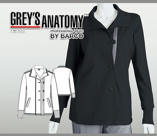 Grey's Anatomy 2 Welt Pockets Semi Fitted Jacket - Black - Click Image to Close